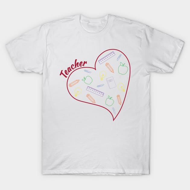 Teachers Heart T-Shirt by PixHailDesigns